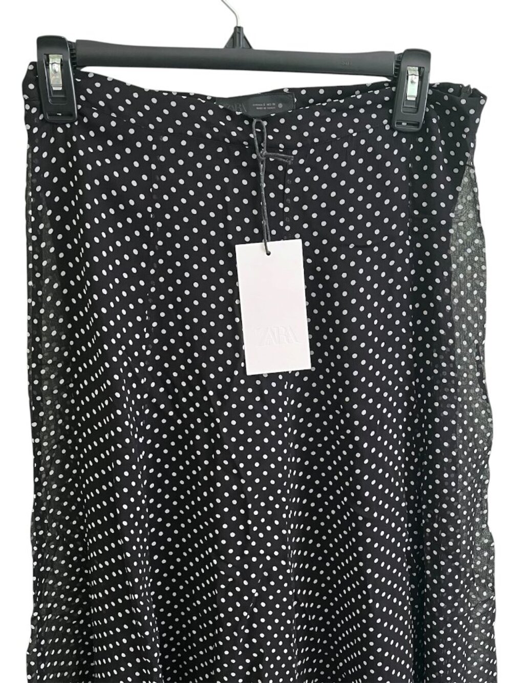 Zara ZW Collection Polka Dot Maxi Skirt Black White A-Line Mid Rise Size S NWT - Picture 7 of 11